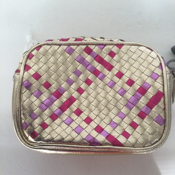 VTG NEIMAN MARCUS GOLD PINK LEATHER WOVEN CROSSBODY CONVERTIBLE CLUTCH B… - Picture 2 of 16